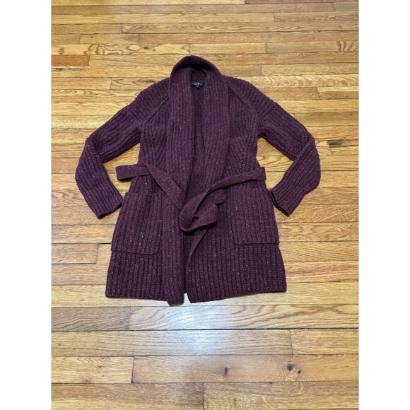 Rag & Bone Womens Open Front Cardigan Sweater Size 2XS XXS Purple Wool Belted - Picture 1 of 7